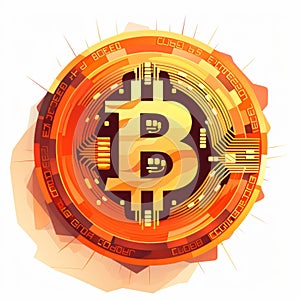 Bitcoin Art: Dark Orange And Light Amber Vector Illustration