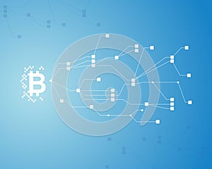 Bitcoin background on blue background