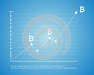Bitcoin background on blue background