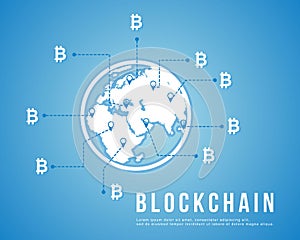 Bitcoin background on blue background