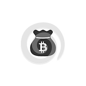 Bitcoin bag icon in simple design. Vector illustration