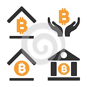 Bitcoin Banking Vector Icon Set