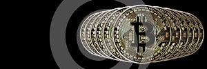 Bitcoin Banner Header. Gold Coin. Cryptocurrency with space for