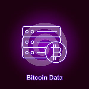 bitcoin big data outline icon in neon style. Element of cryptocurrency illustration icons. Signs and symbols can be used for web,