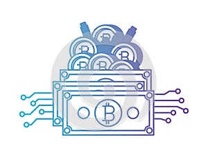 Bitcoin and bills commerce technology icon