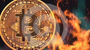Bitcoin - bit coin BTC crypto currency money burning