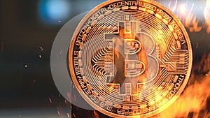 Bitcoin - bit coin BTC crypto currency money burning