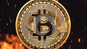 Bitcoin - bit coin BTC crypto currency money burning