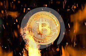 Bitcoin - bit coin BTC crypto currency money burning