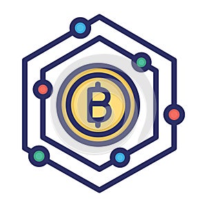 Bitcoin, bitcoin network, blockchain, cryptocurrency  fully editable vector icons