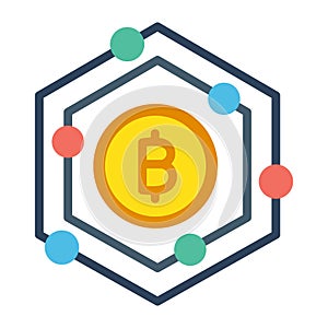Bitcoin, bitcoin network, blockchain, cryptocurrency  fully editable vector icons