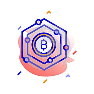 Bitcoin, bitcoin network, blockchain, cryptocurrency  fully editable vector icons
