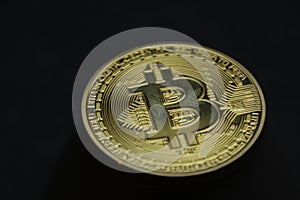 Bitcoin on black background