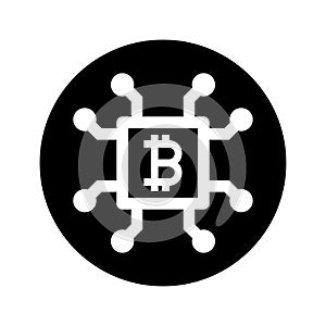 Bitcoin, block chain black icon
