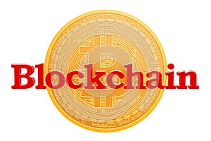 Bitcoin, blockchain concept. 3D rendering
