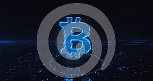 Bitcoin blockchain crypto currency symbol cyber concept