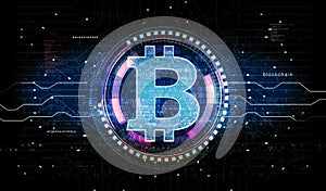 Bitcoin blockchain crypto currency symbol digital concept 3d illustration