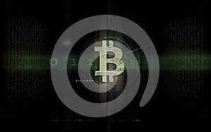 Bitcoin and blockchain illustration green