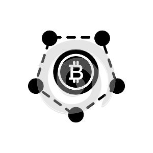 Bitcoin blockchain modern technology vector illustration. Black icon on white background. Cryptocurrency digital money