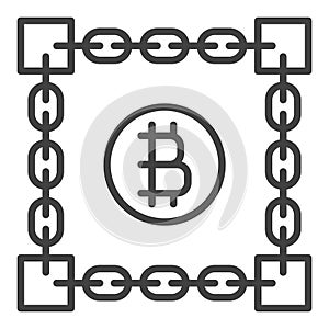 Bitcoin Blockchain Technology vector Cryptocurrency outline icon or design element