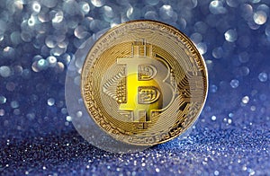 Bitcoin with blurred background