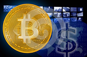 Bitcoin BTC against dollar USD symbol photo
