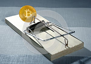 Bitcoin BTC as a mouse trap concept photo
