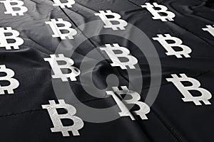 Bitcoin BTC cryptocurrency 3d render flag