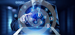Bitcoin BTC Cryptocurrency digital money trading concept on virtual screen