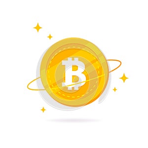 Bitcoin BTC flat icon isolated on white background