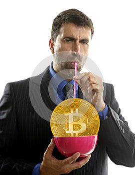 Bitcoin BTC liquidity concept businessman drinking photo