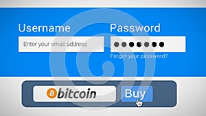 Bitcoin buy button, digital online internet payment concept