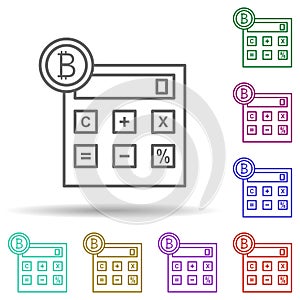 Bitcoin calculator multi color icon. Simple thin line, outline vector of bitcoin blockchain icons for ui and ux, website or mobile