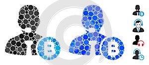 Bitcoin Call Operator Mosaic Icon of Round Dots
