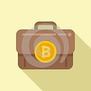 Bitcoin case icon flat vector. Crypto money