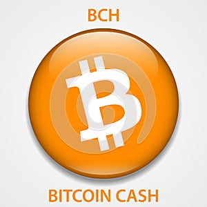 Bitcoin cash cryptocurrency blockchain icon. Virtual electronic, internet money or cryptocoin symbol, logo