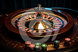 Bitcoin Casino Roulette Wheel - Claim Your Deposit Bonus Today (Background). AI