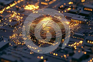 Bitcoin on a Circuit Board photo