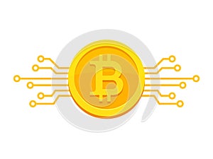 Bitcoin with circuit board icon