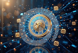 Bitcoin Clock Concept of Cryptocurrency