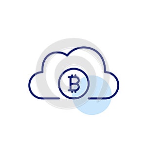 Bitcoin cloud. Decentralized cryptocurrency nature and security. Pixel perfect, editable stroke icon