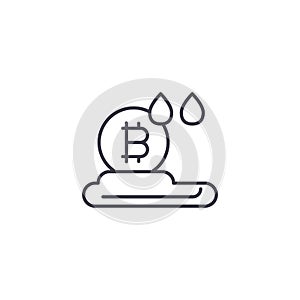 Bitcoin cloud mining linear icon concept. Bitcoin cloud mining line vector sign, symbol, illustration.