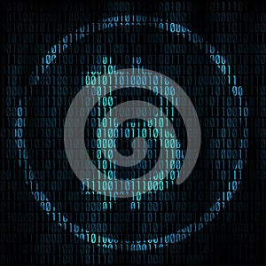 Bitcoin coding abstract background. Bitcoin matrix with binary c