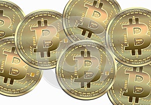 Bitcoin coin background isolated on white background