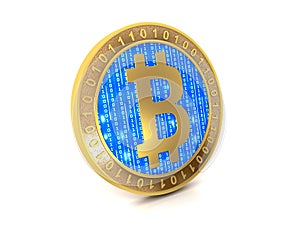 Bitcoin coin cryptocurrency and white background