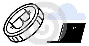 Cryptocurrency Coin with Blockchain Cloud Computing and Digital Technology Concept