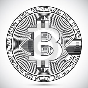 Bitcoin Coin Lined Icon