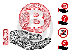 Bitcoin Coin Payment Hand Web Vector Mesh Illustration