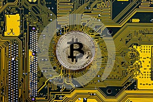 Bitcoin coin and printed circuit board PCB