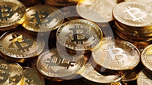 Bitcoin coins background. Cryptocurrency concept. Digital money. Crypto currency.